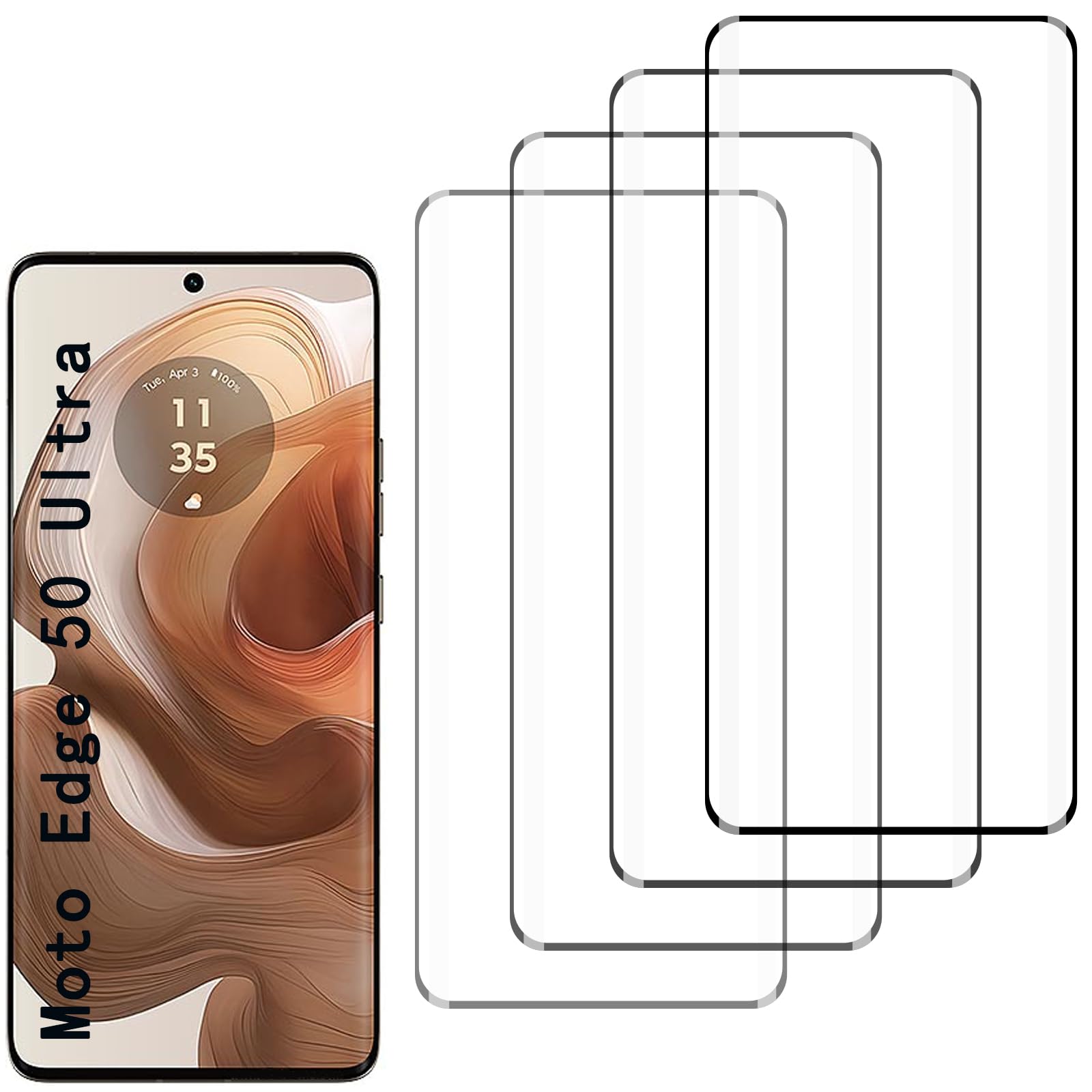 JxVrennzik [Paquete de 4] Protector de Pantalla Compatible con Motorola Moto Edge 50 Ultra, Resistente a Arañazos, Fácil de Instalar, Sin Burbujas, Antihuellas, Vidrio Templado Compatible con Motorola Moto Edge 50 Ultra