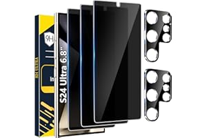 ARSHEK [3+2 Pack] Galaxy S24 Ultra Privacy Screen Protector, 9H Tempered Glass, Ultrasonic Fingerprint Support, 3D Curved, HD Clear Anti-Spy Film for Samsung S24 Ultra 5G Glass Screen Protector
