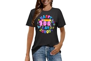 ADIAOA 100 Days of School Shirt for Women:Crew Neck Short Sleeve Teacher Higher Quality T-Shirt