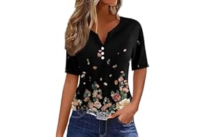 FQZWONG Summer Outfits for Women Ladies Tops and Blouses Casual Short Sleeve Shirts Trendy V Neck Tshirts Button Down Tees
