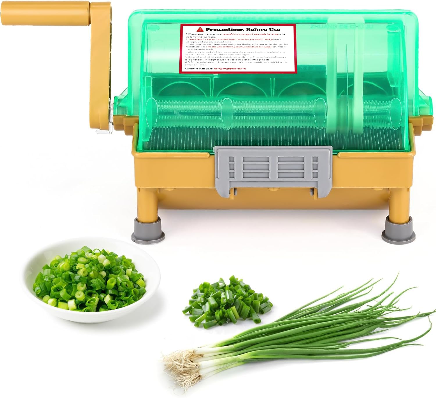 Photo 1 of Moongiantgo Commercial Hand Scallion Cutter Green Onion Chopper Shredder Slicer, Stainless Steel Blade, Make 3MM Chopped Scallions/Green Onions/Spring Onions/Leeks/Cilantro/Garlic (Hand Crank)