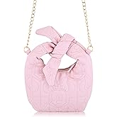 Disney Minnie Mouse Mini Hobo Handbag for Women | Small Quilted PU Shoulder Bag with Detachable Strap & Chain Detail | Minnie Purse, Crossbody Handbag, Lightweight Fashion Tote