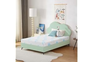 OUUI 5 Inch Twin Mattress for Kids, Removable Washable Cover with Whales Pattern Cooling Memory Foam Medium Feel, Bed-in-a-Box, CertiPUR-US Certified, Twin, White/Blue