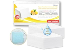 VinZolyn Lemon Scented Absorbent Pads for Commode, 100 Pcs, Light Scent Commode Pads for Bedside Commode Liners, Medical Grade, Disposable, Simple for Camping, Seniors and Disabled