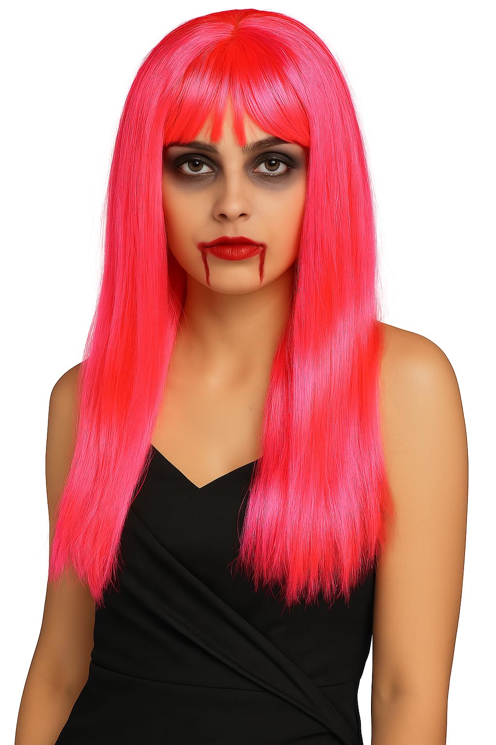 Matissa WOMEN'S LADIES LONG STRAIGHT WIG FANCY DRESS COSPLAY WIGS POP PARTY COSTUME (Neon Pink)