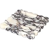 Square Marble Vanity Tray with Scalloped Edge - Natural Marble Perfume Tray Decor for Dresser, Vanity, Kitchen, Home Decor, Decorative Square Stone Tray - Calacatta Viola 8 * 8 inch