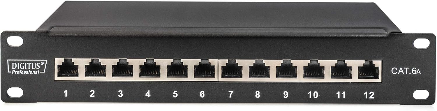 DIGITUS Cat 6A patch panel - 12 ports - RJ45 jacks - 10-inch rack mount 1 rack unit - LSA distribution field - shielded - black - Image 3