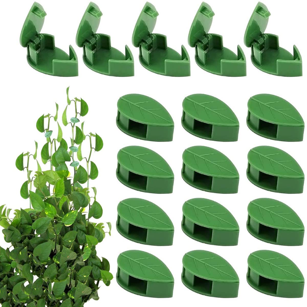 NP 30 Pcs Plant Fixture Clips Plant Wall Clips Leaf Shaped Holder Climbing Plant Holder Invisible Vines Holder for Cable Wire Fixing Cable Organizer