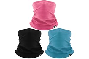 Meilzer 3 Pack Neck Gaiter Winter Warmer Fleece Face Mask Cover for Cold Weather Windproof Scarf for Men & Women