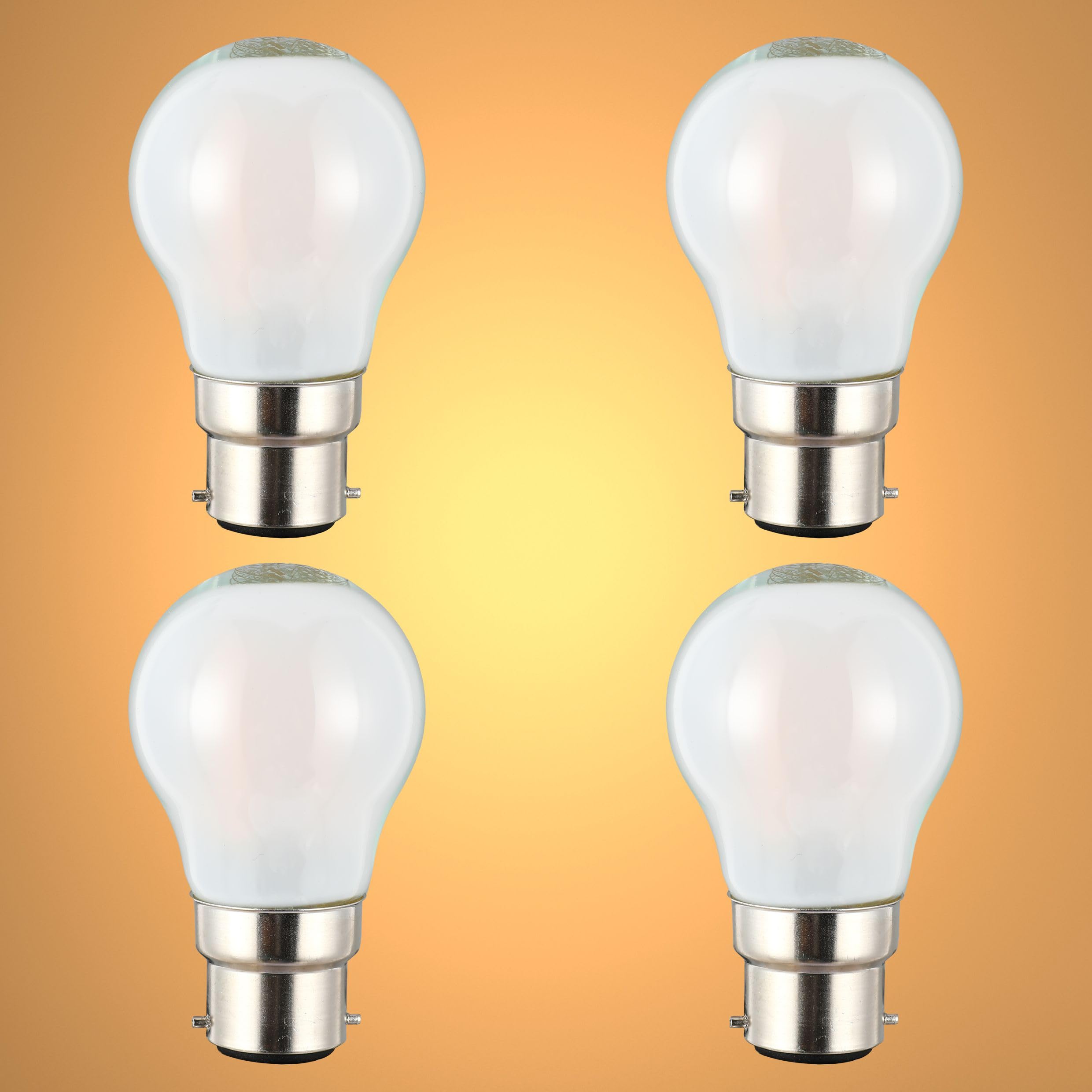 TEKLED® G45 Golf Ball NONDIMMABLE Filament LED Bulbs | B22 Bayonet Cap | A15 Energy Saving 2W Light White Glass Bulb 25W Incandescent Bulb Equivalent | 2700K 256LM | 4-Pack | Warm White