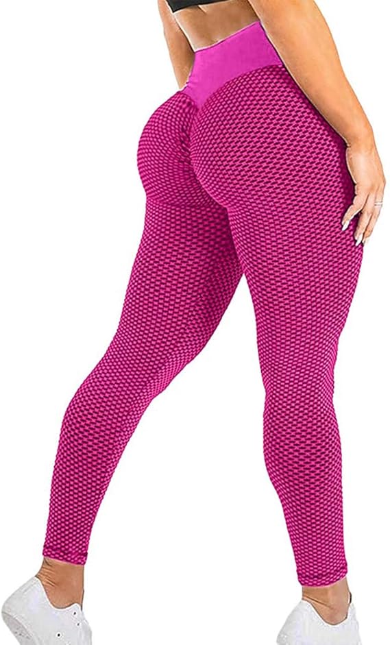 Amazon.com: TSUTAYA Women's Ruched Yoga Pants High Waist Tummy Control Workout Leggings Textured 