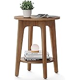 VASAGLE MAEZO Collection - Side Table, 2-Tier Small Round End Table, Nightstand with Tapered Legs, Curved Transitions, for Small Spaces, Living Room, Bedroom, Rustic Walnut ULET283T41