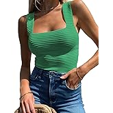 BZB Womens Ribbed Tank Tops 2026 Summer Sleeveless Square Neck Shirts Casual Slim Fitted Knit Shirts