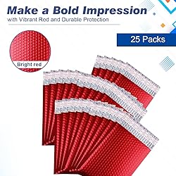 Metallic Matte Red Bubble Mailers Mailing Padded