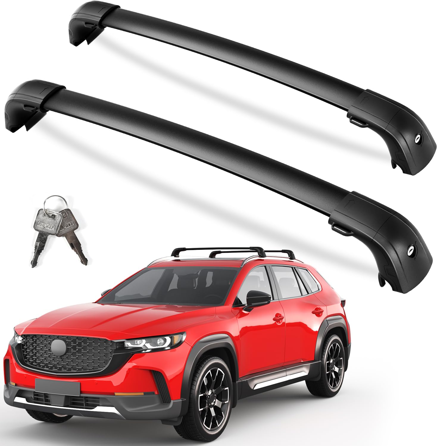 Photo 1 of KINGGERI Lockable 220LBS Roof Rack Cross Bars Compatible with Mazda CX50 CX-50 2023 2024 2025, Aluminum Roof Rails Crossbars Rooftop Cargo Basket Carrier Bag Luggage Rails
