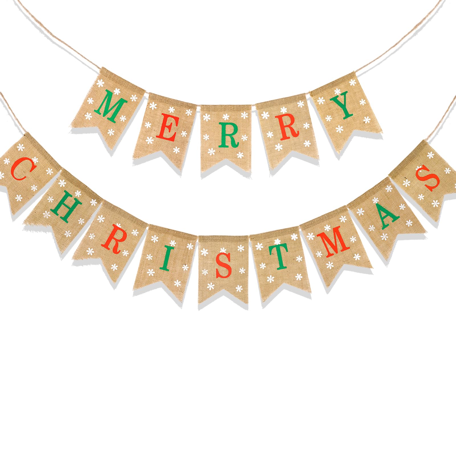 HOWAF Burlap Merry Christmas Banner - Burlap Bunting Banner for Rustic Xmas Decorations