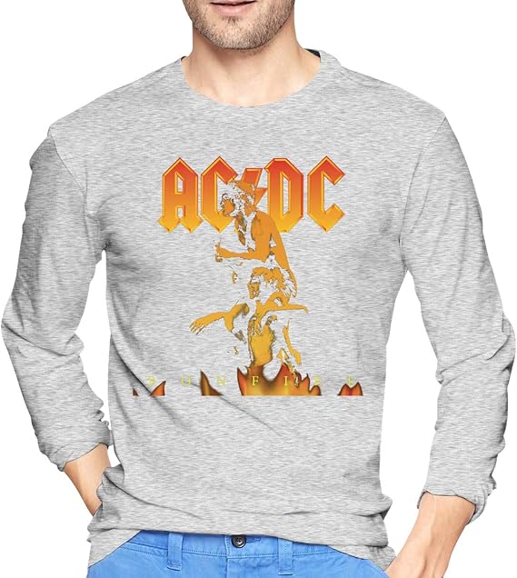 Amazon Co Jp Ac Dc メンズ Tシャツ長袖 冬秋服 Oネックシンプル カジュアル 大人のtシャツ 服 ファッション小物