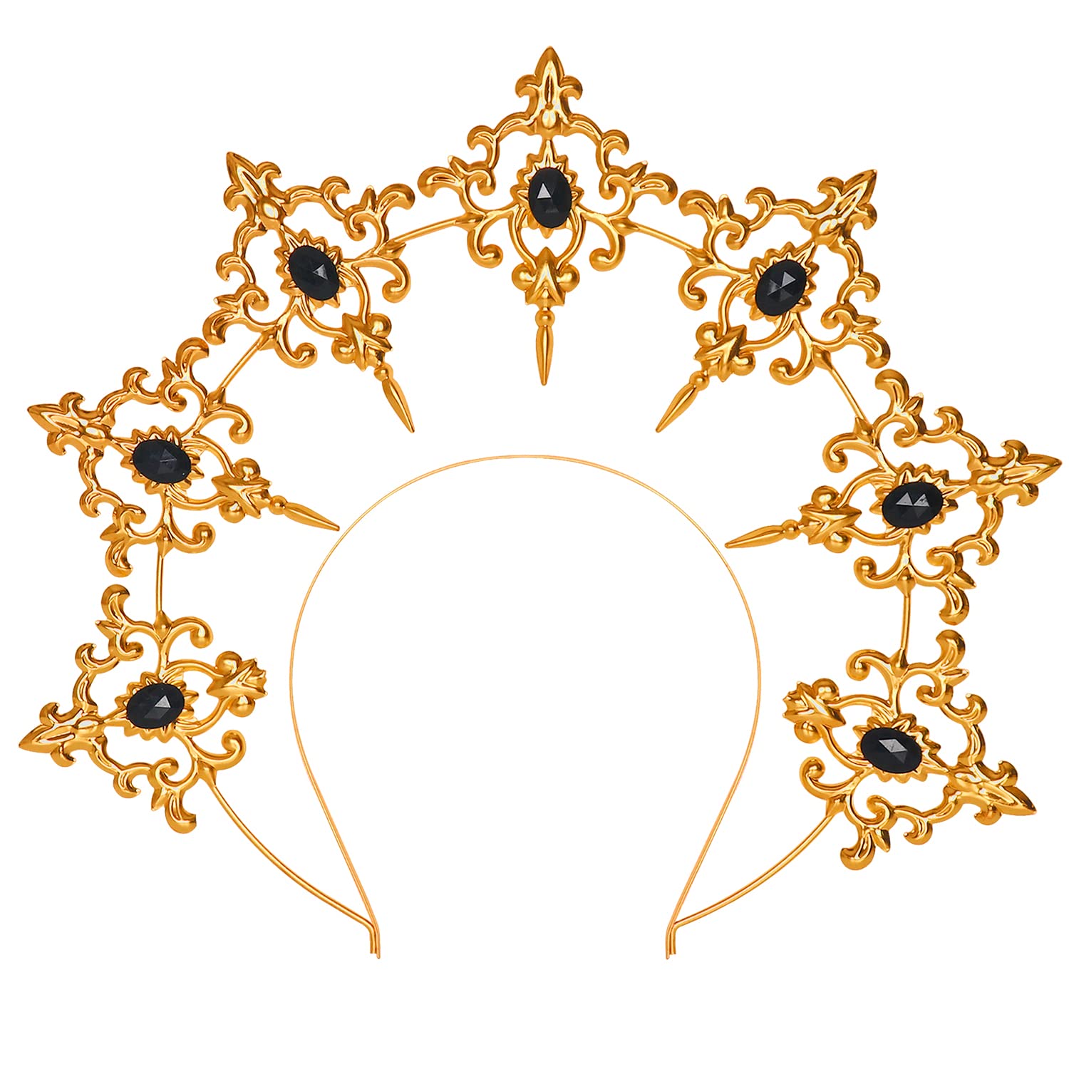 keland Halo Crown Greek Goddess Headpiece Headdress Virgin Mary Baroque Tiaras Headband for Party Wedding (S-Gold)