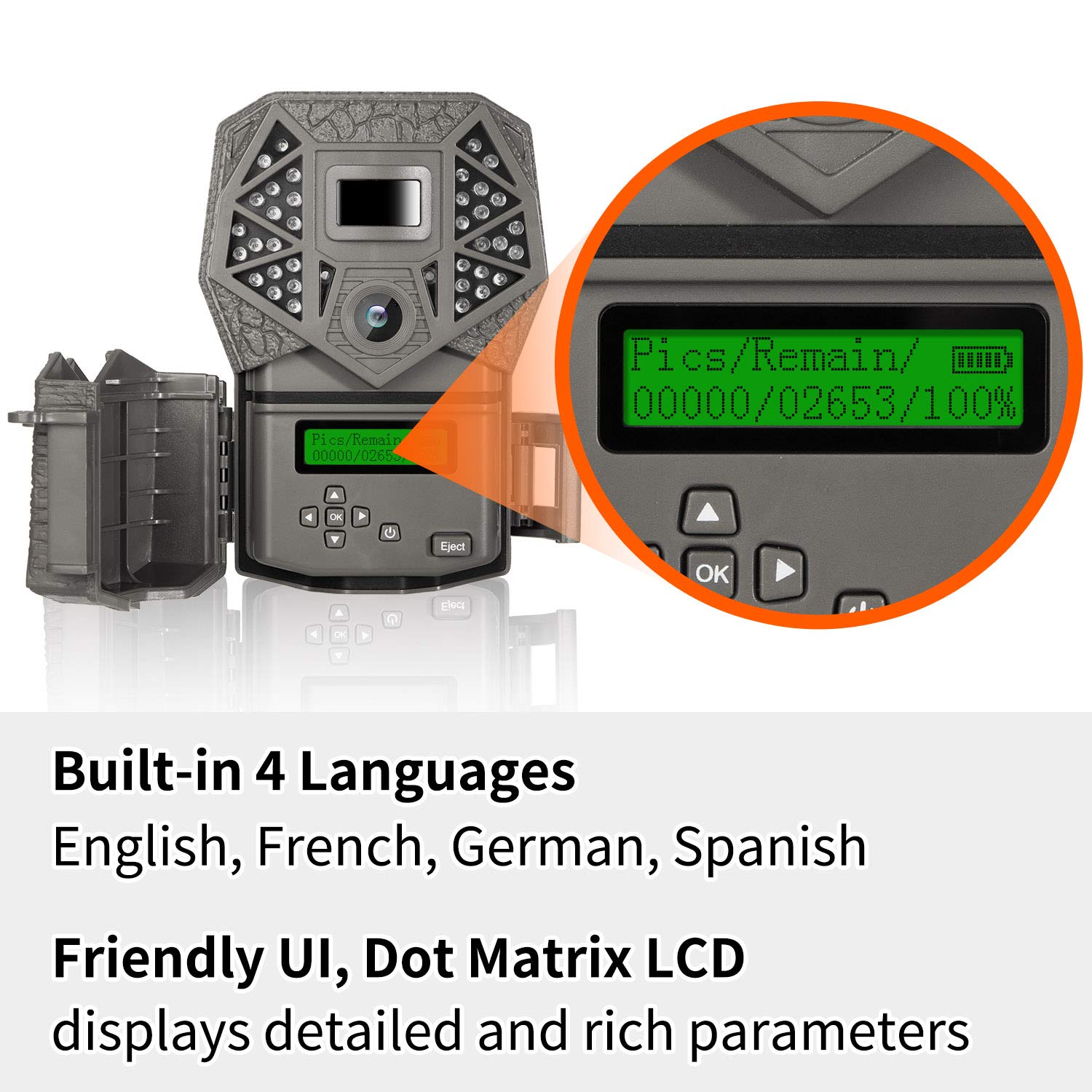 Outdoor Expert Trail Camera 20MP 1080P hunting Camera with 36pcs 850nm IR LEDs, Activated Night Vision 70ft PIR sense distance Digital Game Cam with LCD display for Wildlife Scouting and Home Security