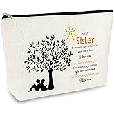 Sister Gifts from Sister Makeup Bag Inspirational Gifts for Sister Birthday Graduation Mothers Day Wedding Gifts Zipper Cosmetic Bag Adult Sisters Appreciation Gifts Travel Toiletry Bag Pouch