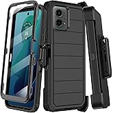 KECAI for Motorola Moto G 5G 2024 Case with Built-in Screen Protector,Belt Clip Holster,Heavy Duty Shockproof Drop Protection Military Grade Rugged Full Body Phone Cover with Kickstand (Black)