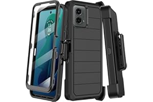 KECAI for Motorola Moto G 5G 2024 Case with Built-in Screen Protector,Belt Clip Holster,Heavy Duty Shockproof Drop Protection Military Grade Rugged Full Body Phone Cover with Kickstand (Black)