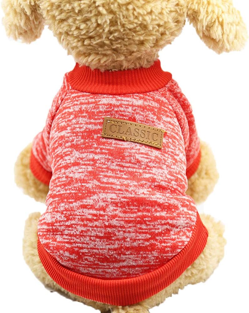 Whiie891203 Pet Dog Clothes,Winter Warm Woolen Yarn Dog Sweater Pullover Cat Jacket Coat Pet Clothes Supply Apparel Puppy Costume Pet Clothes Red XS