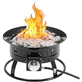 OLIXIS 19 Inch Portable Propane Fire Pit for Camping, Smokeless Gas Fire Pit Bowl with Cover and Carry Kit, 58,000 BTU Outdoo