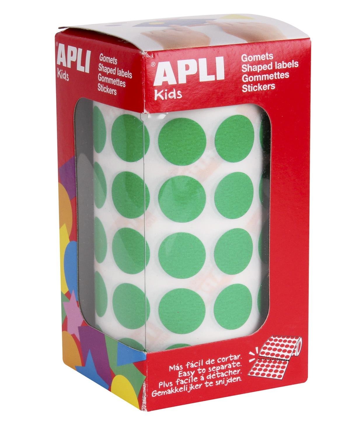 APLI Kids 4858 – Self-Adhesive Circular Gomets 15 mm Green on Roll with 2832 Stickers