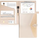Toplive Executive Resume Padfolio Folder Business Portfolio Interview Presentation Legal Writing Pad Organizer with Card Holder Document Sleeve for Men Women, Gold