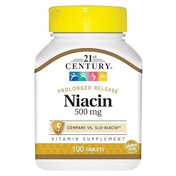 21st Century Niacin 500 mg Prolonged Release Tablets, 100 Count