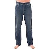 PajamaJeans Mens Pull On Jeans - Elastic Waist Pants Men - Pajama Jeans Denim Straight Leg Sweatpant Jeans Men Pull Up Jeans