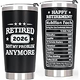 Best Retirement Gifts for Men 2026 - Funny Retired Gifts for Teachers Coworkers Leaving Farewell Going Away, Happy Retirement Presents, 20 OZ Stainless Steel Insulated Travel Coffee Tumbler Cup, Black
