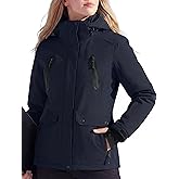 FREE SOLDIER Women's Waterproof Ski Snow Jacket Warm Fleece Lined Winter Rain Jacket with Hood Fully Taped Seams