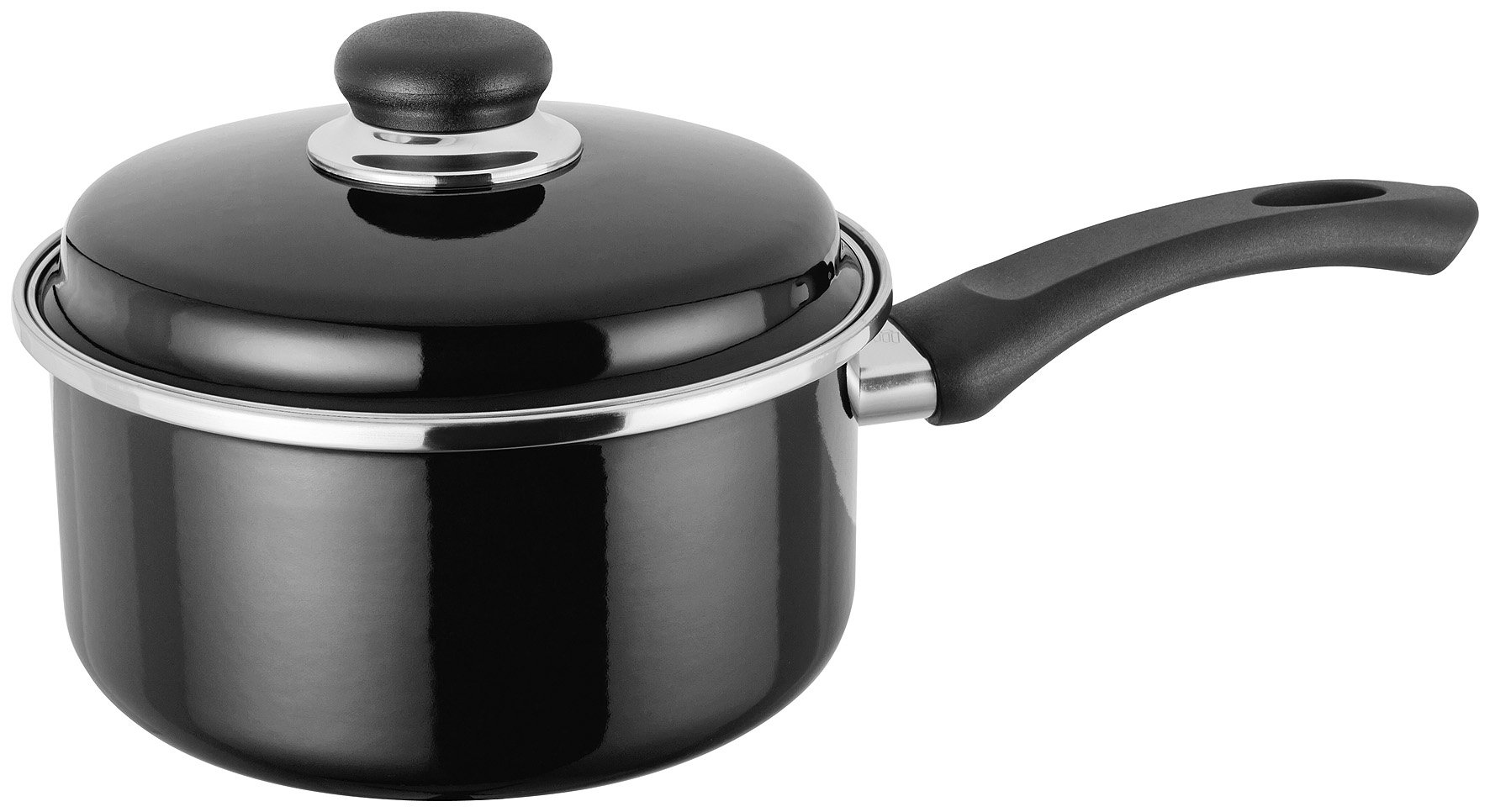 Judge Essentials Enamel, 18cm Saucepan, 2.2L, Non-Stick, Black