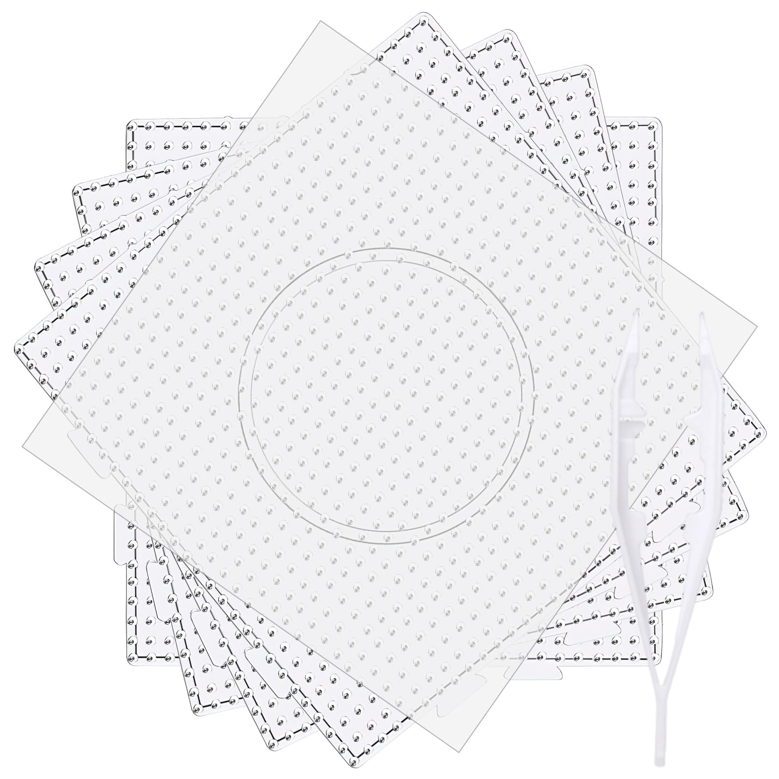 4pcs5mm Large Square Fuse Beads Pegboards Plastic Beads Boards with Ironing Paper, Beads Tweezers for Kids Craft Beads
