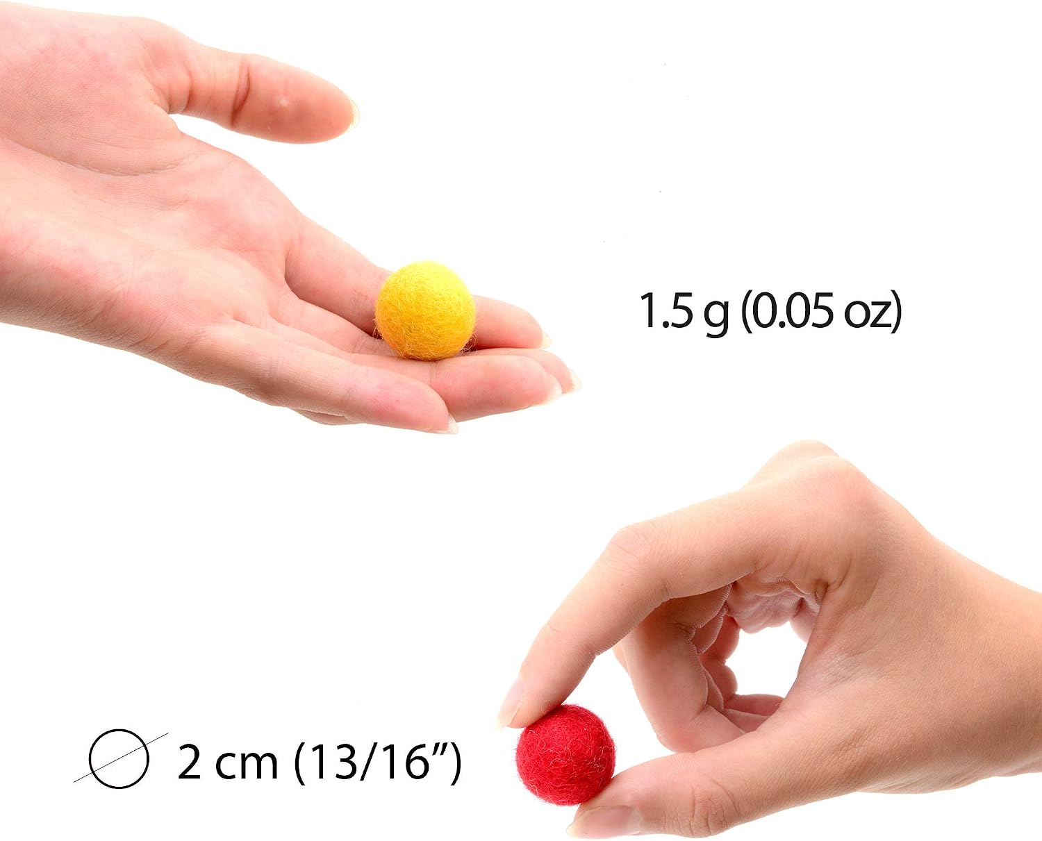 Glaciart One Felt Pom Poms, Wool Felt Balls (120 Pieces) 2 cm, Handmade Felted 40 Color (Red, Pink, Blue, Yellow, Black - Image 5