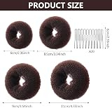 YHQZ 4 Pcs Brown Ring Donut Bun Shaper Set w/ 20 Hair Pins Kids Women view 2