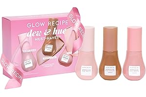 Glow Recipe Skin Care Set, Dew & Hues Must-Haves - Limited Edition Travel Size Gift Set with Niacinamide Dew Drops, Hue Drops Sun Glow & Rosy Glow (15ml Trio)
