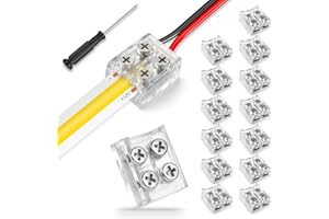 RESHAKE 15 Pack LED Strip Connectors 2 Pin 8mm Solderless, Transparent LED Tape Light Connectors, Strip to Wire LED Connector