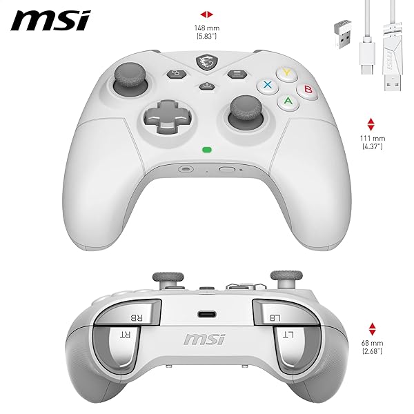 MSI FORCE GC300 WIRELESS WHITE PC GAMEPAD CONTROLLER – 2.4 GHZ, BLUETOOTH, USB TYPE-C TO A – WIRED/WIRELESS, 600MAH LI-ION BATTERY (20H), INTERCHANGEABLE D-PAD COVERS, DUAL VIBRATION MOTORS
