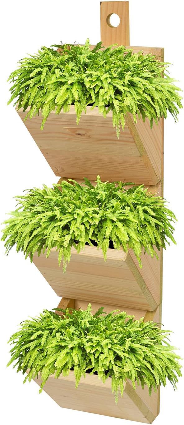 3-Tier Wooden Shelf Planter โ High Quality Wall Hanging Growhouse โ Herb Planter Rack For Growing Or Displaying Plants In Your Kitchen or Anywhere in your home โ Great Gift 635x150x180