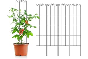 ARIFARO 57.5'' Metal Garden Trellis for Climbing Plants,(Pack of 4) Indoor/Outdoor Sturdy Plant Trellis for Potted Plants,House Plants, Climbing Vines, Black