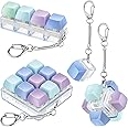 Cverny Keyboard Fidget Toy 4PCS, Decompression Toys Keyboard Clicker Toy, Cube Mechanical Key Button, Lightweight Portable Fidget Keyboard Keychain for Adult to Relief Stress Pass Time