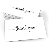 321Done Thank You Note Cards (Set of 50) 3" x 5" Blank on Back - Made in USA, Cute Modern Script Thick White Cardstock, Small