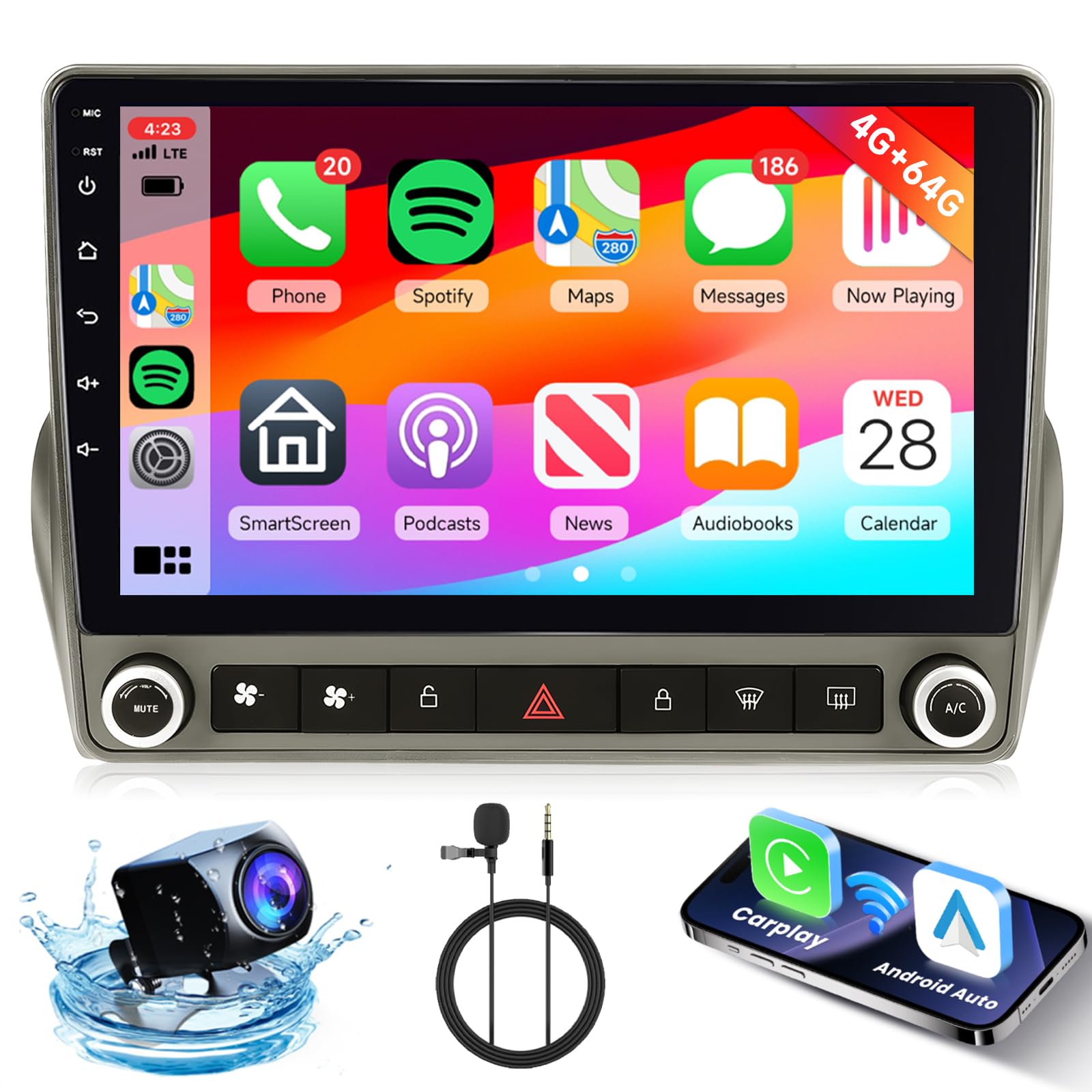 Photo 1 of [4G+64G] Android Car Stereo for Chevrolet Camaro 2008-2015 Radio with Wireless Carplay Android Auto Radio, Hodozzy 9 inch Touch Screen with GPS, Mirror Link, Bluetooth, WiFi, DSP, FM/RDS Radio