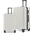 NINETYGO Luggage Sets 2 Piece, 20inch Carry on Luggage Airline Approved and 28 Inch Checked Luggage with Spinner Wheels, Scratch resistant Hardshell PC, TSA Lock Solid White
