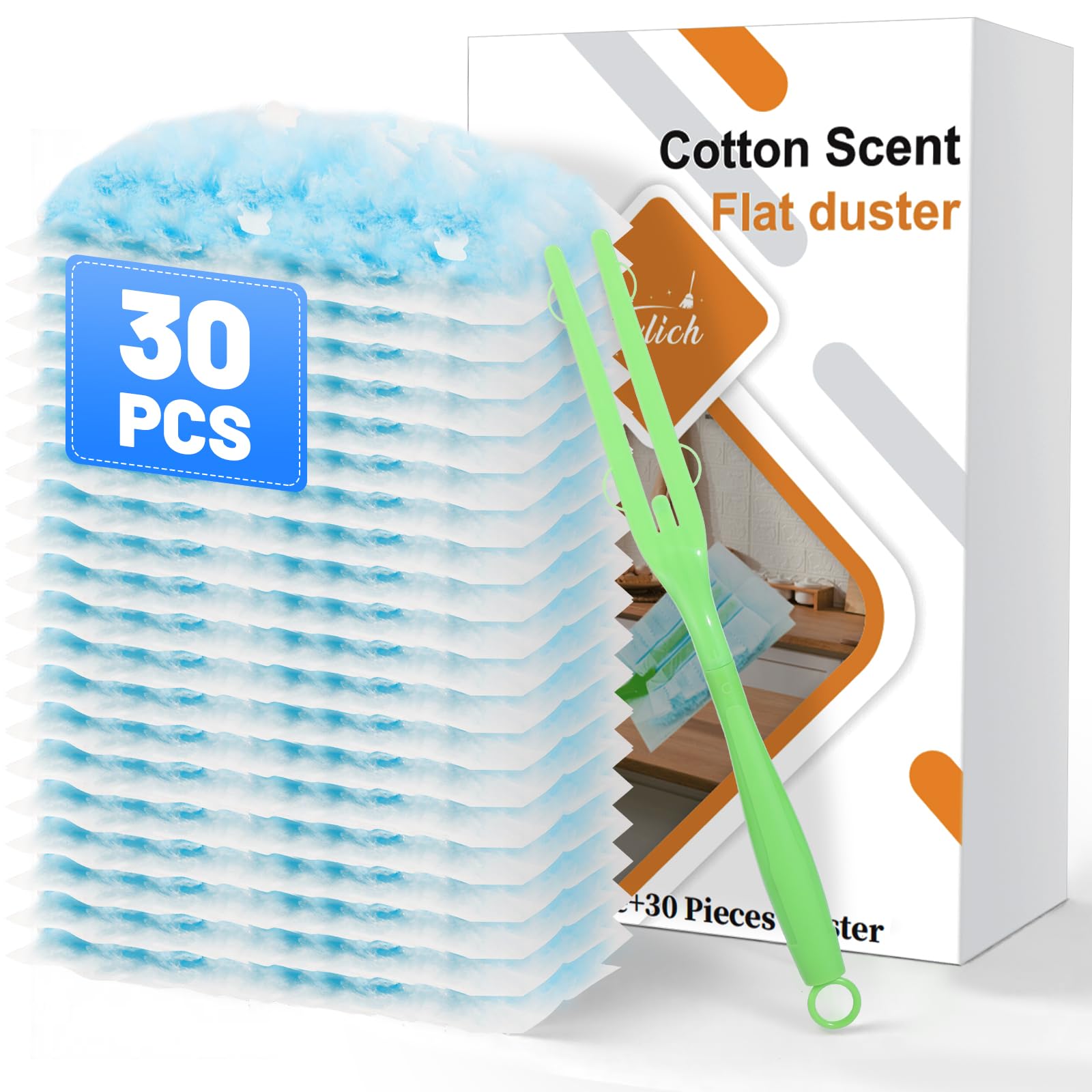 Photo 1 of 30PCS Disposable Dusters Refills Compatible with Swiffer,180 Degree Electrostatic Disposable Replacement Head for Home,Office,Ceiling Fans,Blinds and Furniture Dusting
