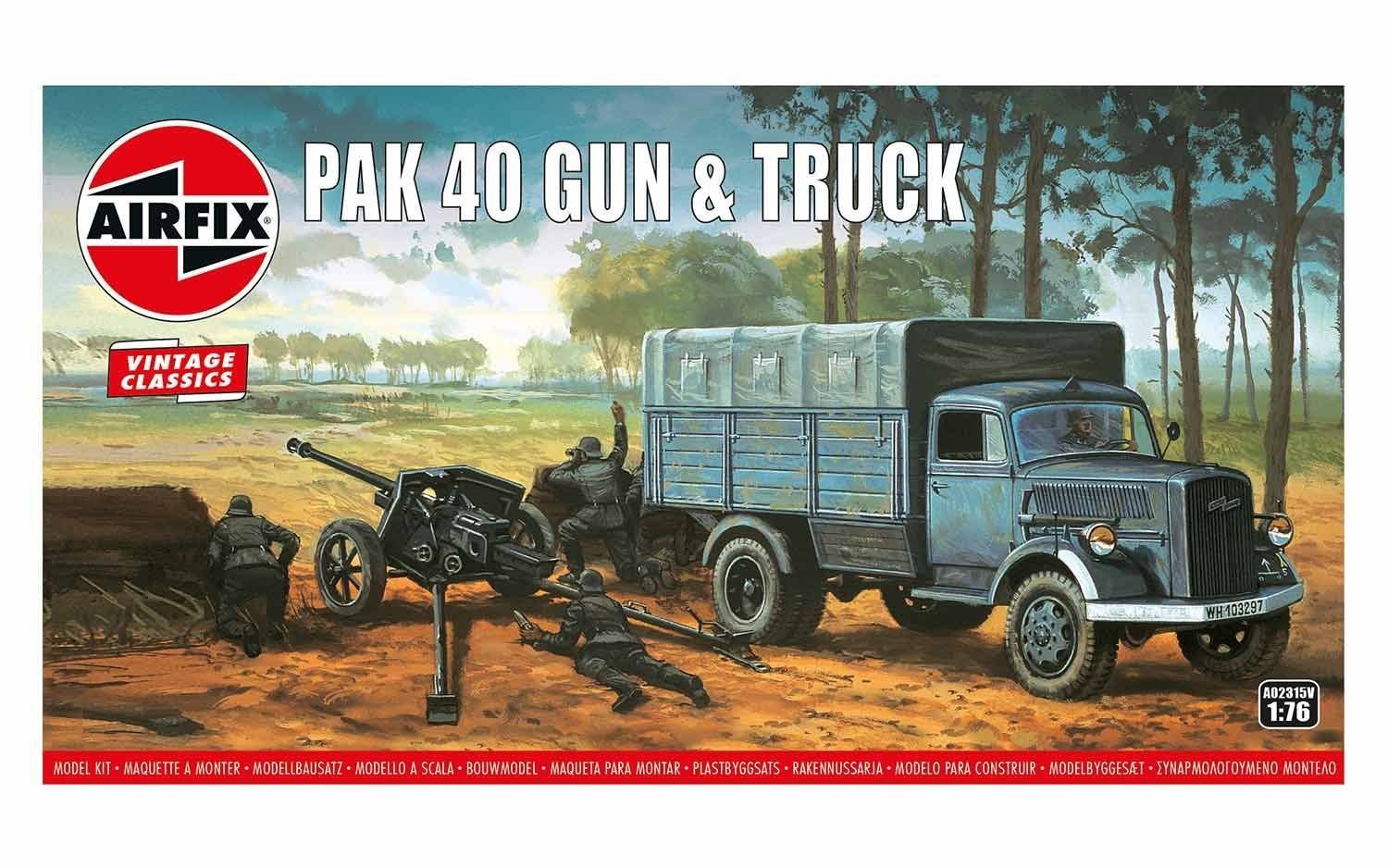 Airfix Vintage Classics Set - A02315V Pak 40 Gun & Track - Plastic Model Motor Vehicle Kits for Adults & Children 8+, Set Includes 65 Pieces, Sprues & Decals - 1:76 Scale Model Vehicle Set — image 1