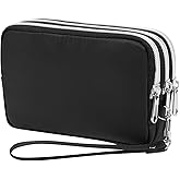 HAWEE Cellphone Wristlet Wallets for Women Large Capacity Clutch Purse 3 Zipper Compartments 6 Card Slots Anti-water Handbag